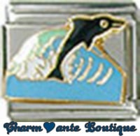 Dauphin noir et vague